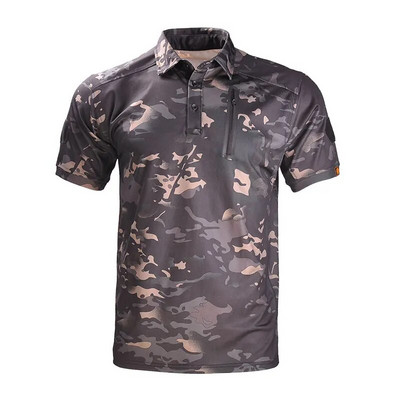 Tricouri Camo pentru bărbați Cămașă cu mânecă scurtă, cu uscare rapidă, pentru camping, în aer liber, pentru drumeții, pentru vânătoare, pentru luptă, pentru bărbați, îmbrăcăminte tactică, respirabilă