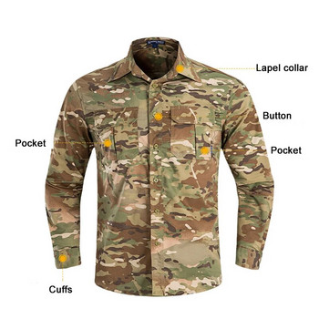 Мъжка бързосъхнеща тактическа риза с дълъг ръкав Ризи за катерене Мъжка бързосъхнеща риза за лов и риболов Combat Military Shirt Army Clothes