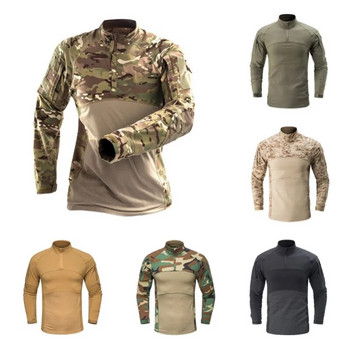 Мъжка камуфлажна армейска бойна риза с дълги ръкави Карго военни ризи Бързосъхнеща тактическа риболовна риза Къмпинг риза Мъжки ловни дрехи