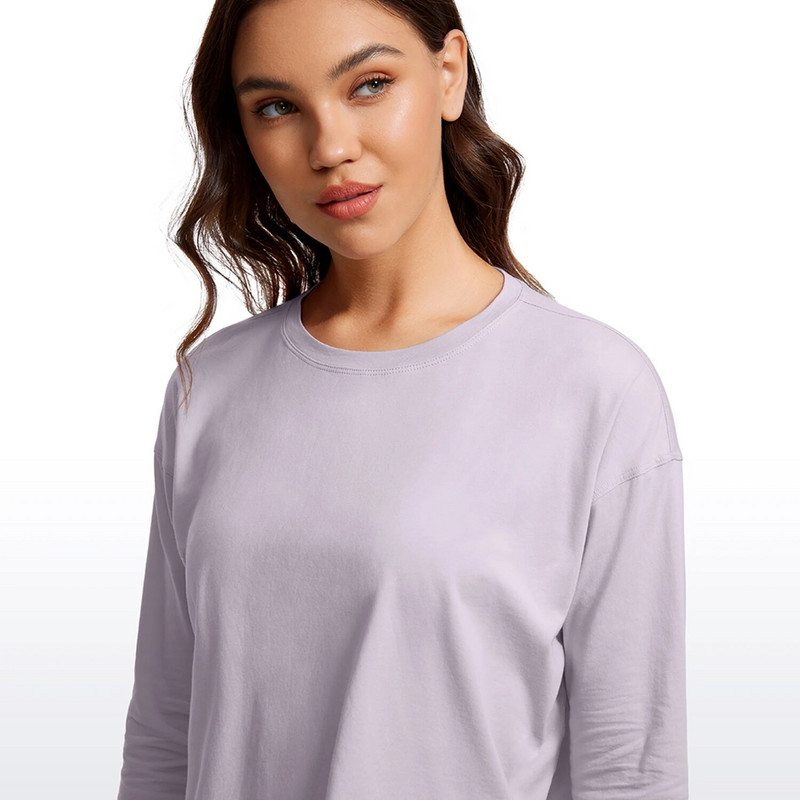 CRZ YOGA naiste Pima puuvillased pikkade varrukatega treeningsärgid lahtised sportlikud joogatopid Basic Casual Fall Crop särk