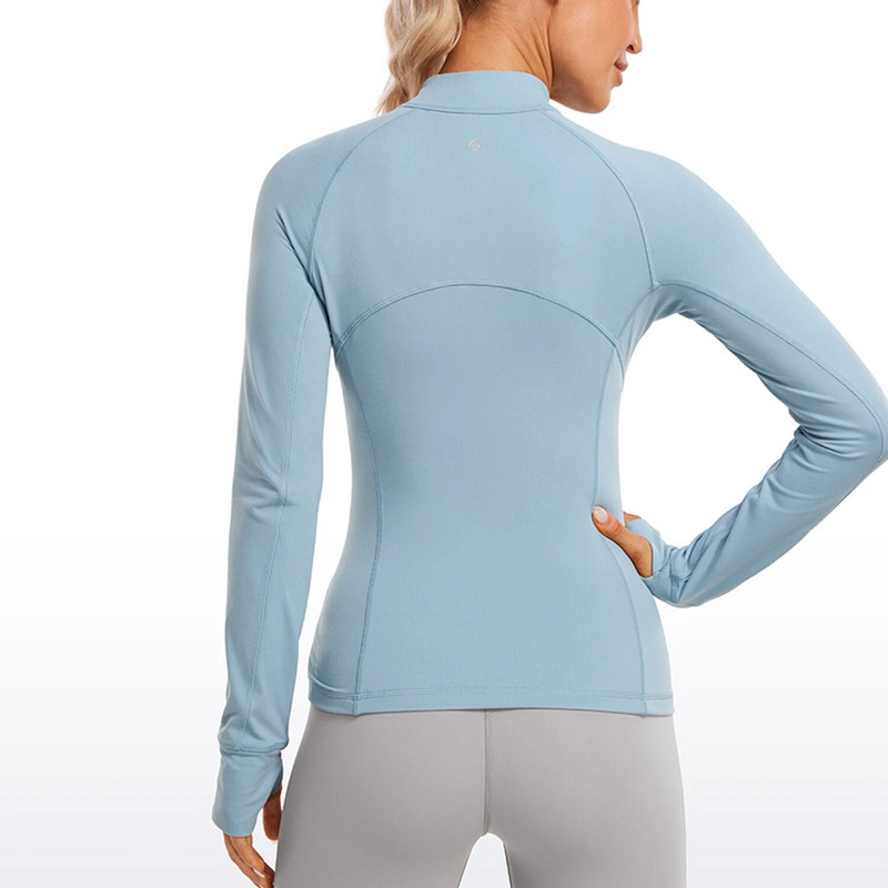 CRZ YOGA Γυναικεία πουκάμισα με μακρυμάνικο πουλόβερ με μισό φερμουάρ Αθλητικά μπλουζάκια γιόγκα με λεπτή εφαρμογή