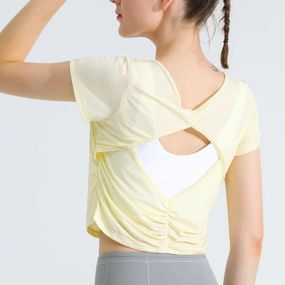 Sean Tsing® Αθλητικά μπλουζάκια Γυναικεία κοντομάνικα χωρίς πλάτη που στεγνώνουν γρήγορα αναπνεύσιμα καλύμματα Yoga Running Pilate Athletic Fitness Tank Top