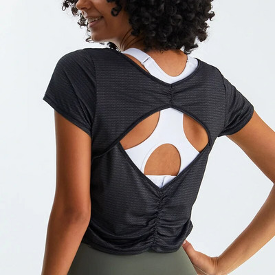 Dámske športové tričká Sean Tsing® s krátkym rukávom, voľným chrbtom, rýchloschnúce, priedušné, na jogu, beh, pilates, atletické, fitness, tielko