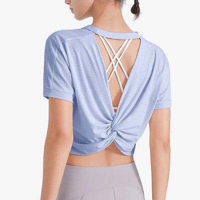 Dámske športové tričká Sean Tsing® s krátkym rukávom, voľným chrbtom, rýchloschnúce, priedušné, na jogu, beh, pilates, atletické, fitness, tielko