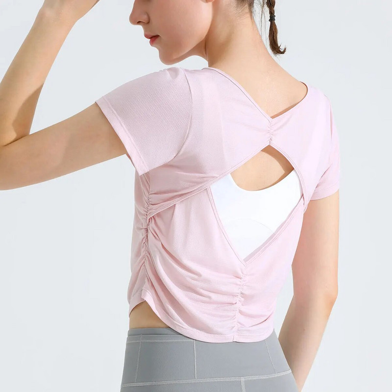 Dámske športové tričká Sean Tsing® s krátkym rukávom, voľným chrbtom, rýchloschnúce, priedušné, na jogu, beh, pilates, atletické, fitness, tielko