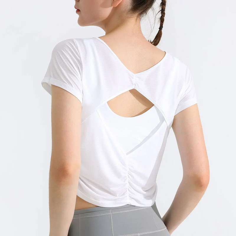 Dámske športové tričká Sean Tsing® s krátkym rukávom, voľným chrbtom, rýchloschnúce, priedušné, na jogu, beh, pilates, atletické, fitness, tielko