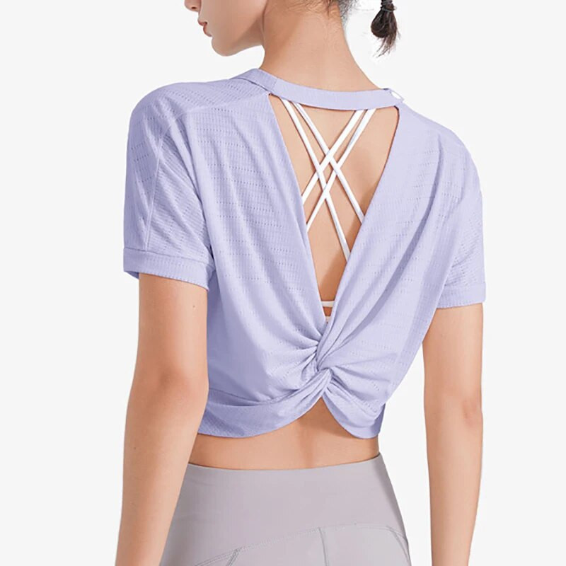 Dámske športové tričká Sean Tsing® s krátkym rukávom, voľným chrbtom, rýchloschnúce, priedušné, na jogu, beh, pilates, atletické, fitness, tielko