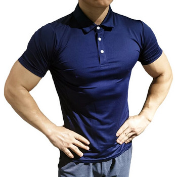 Καλοκαιρινό ανδρικό μπλουζάκι πόλο Γυμναστήριο Τρέξιμο Προπόνηση Fitness Bodybuilding Casual Sport Κορυφαίας ποιότητας βαμβακερά κοντομάνικα ανδρικά μπλουζάκια