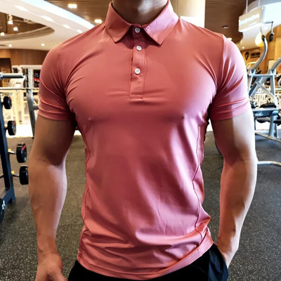 Summer Men Polo T-shirt Gym Running Training Fitness Bodybuilding Casual Sport Top Quality Cotton Short Sleeve Male Tops Tees