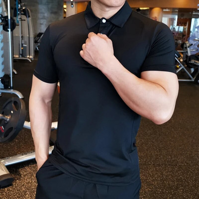 Vară Bărbați Polo Tricou Sală de gimnastică Alergare Antrenament Fitness Culturism Casual Sport Bumbac de calitate superioară cu mânecă scurtă Tricouri pentru bărbați