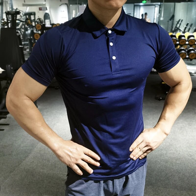 Vară Bărbați Polo Tricou Sală de gimnastică Alergare Antrenament Fitness Culturism Casual Sport Bumbac de calitate superioară cu mânecă scurtă Tricouri pentru bărbați