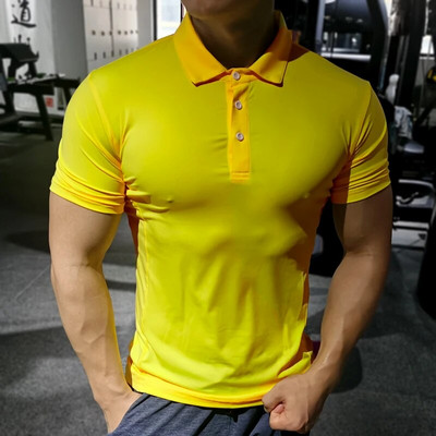 Vară Bărbați Polo Tricou Sală de gimnastică Alergare Antrenament Fitness Culturism Casual Sport Bumbac de calitate superioară cu mânecă scurtă Tricouri pentru bărbați