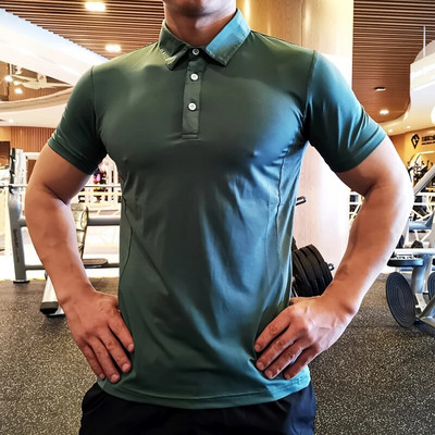 Vară Bărbați Polo Tricou Sală de gimnastică Alergare Antrenament Fitness Culturism Casual Sport Bumbac de calitate superioară cu mânecă scurtă Tricouri pentru bărbați