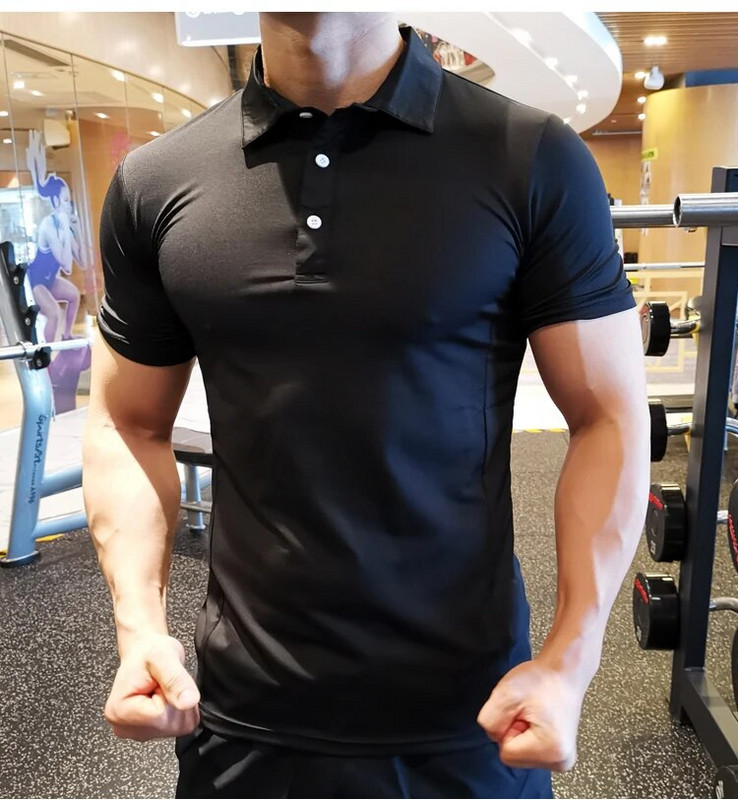 Лятна мъжка поло тениска Gym Running Training Fitness Bodybuilding Ежедневни спортни най-висококачествени памучни тениски с къс ръкав