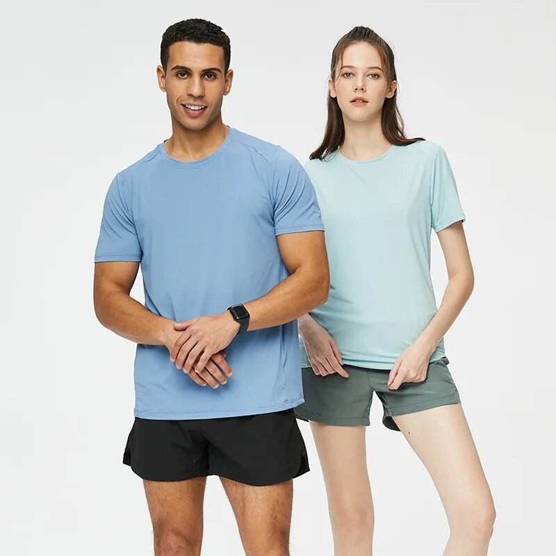 Greitai džiūstantys vyriški marškinėliai, ploni laisvi trumpomis rankovėmis, fitneso moteriški marškinėliai