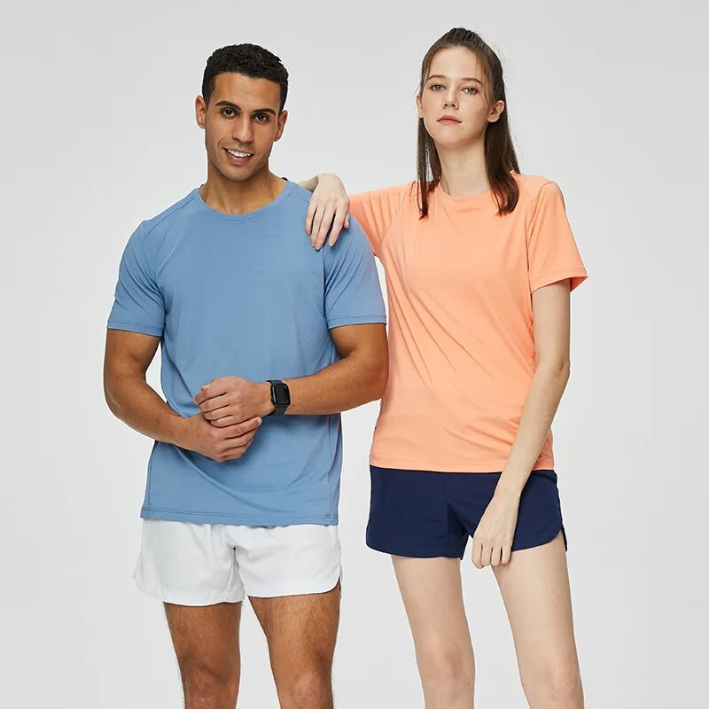 Greitai džiūstantys vyriški marškinėliai, ploni laisvi trumpomis rankovėmis, fitneso moteriški marškinėliai