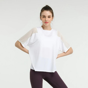 Vnazvnasi Γυναικεία προπόνηση Αθλητικές μπλούζες Φαρδιά μπλούζα για τρέξιμο Διχτυωτό αθλητικό κοντομάνικο μπλουζάκια γυμναστικής γιόγκα Γυναικεία σε συν μέγεθος