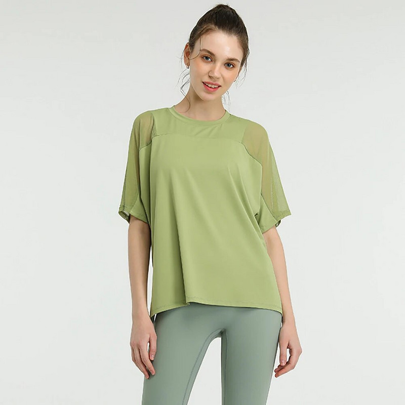 Vnazvnasi Moteriški treniruočių sportiniai palaidinukai Laisvi bėgimo marškinėliai Tinkliniai sportiniai trumpomis rankovėmis Fitneso jogos marškinėliai moteriški plius dydis