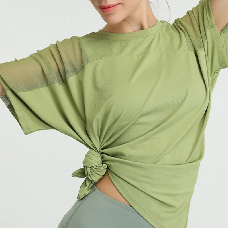 Vnazvnasi Moteriški treniruočių sportiniai palaidinukai Laisvi bėgimo marškinėliai Tinkliniai sportiniai trumpomis rankovėmis Fitneso jogos marškinėliai moteriški plius dydis