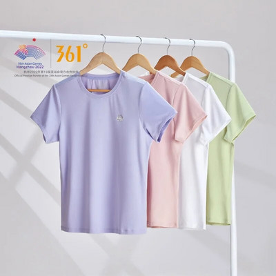 361 Degrees Women`s Sports T-Shirt Breathable Quick Dry Light Thin Ice Sense Pullover Casual Round Neck Short-Sleeved 662324120