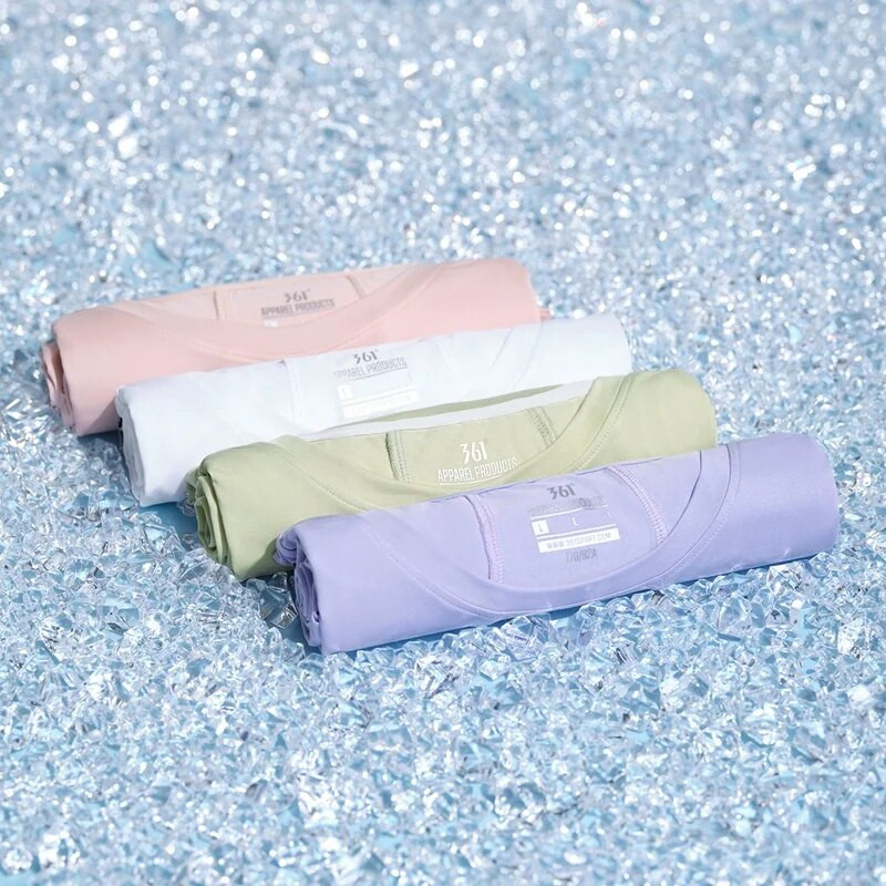 361 градуса дамска спортна тениска дишаща бързосъхнеща лека тънка пуловер с усещане за лед Ежедневен пуловер с кръгло деколте и къси ръкави 662324120