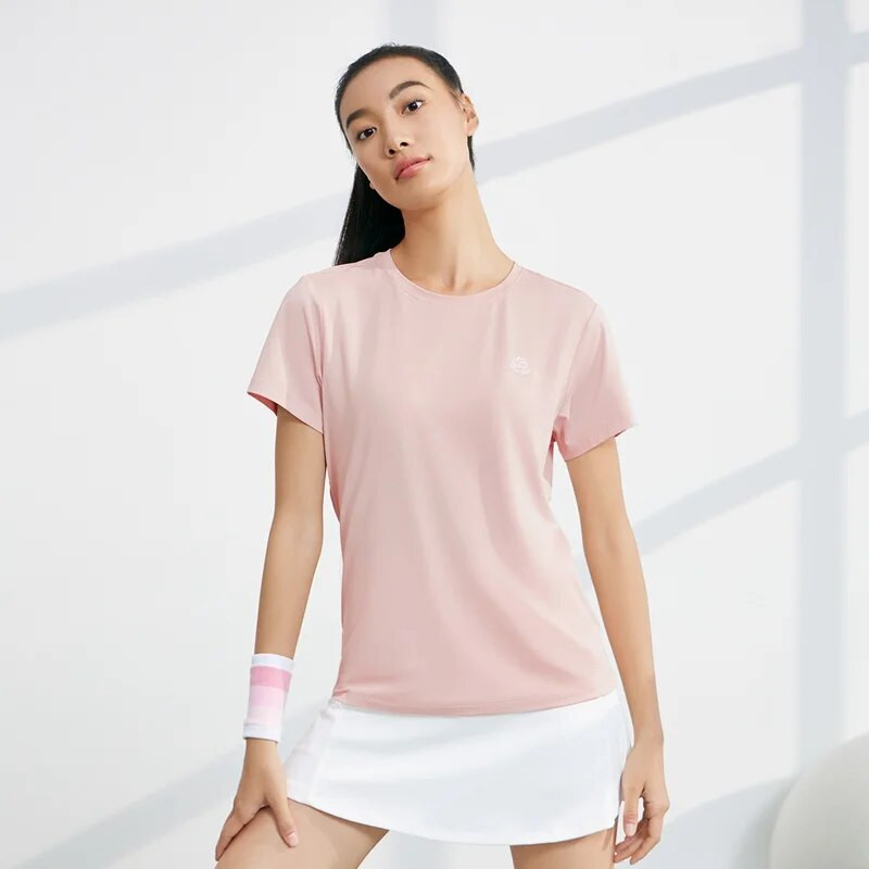 361 градуса дамска спортна тениска дишаща бързосъхнеща лека тънка пуловер с усещане за лед Ежедневен пуловер с кръгло деколте и къси ръкави 662324120