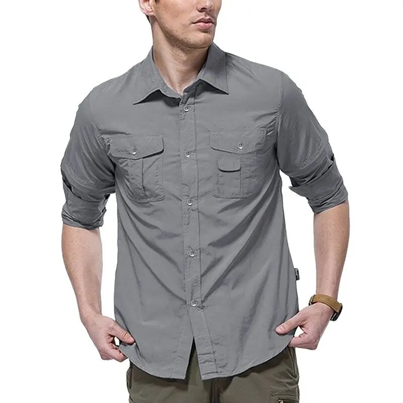 Ανδρικά πουκάμισα Tactical EKLENTSON Summer Quick Dry Convertible πουκάμισα μακρυμάνικα ελαφριά πουκάμισα ταξιδιού πεζοπορίας για κάμπινγκ