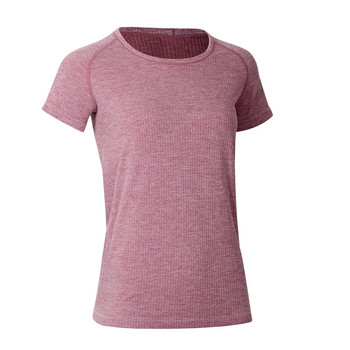 SYROKAN Дамски безшевни тренировъчни атлетични тениски, еластични ризи с реглан ръкави, блузи