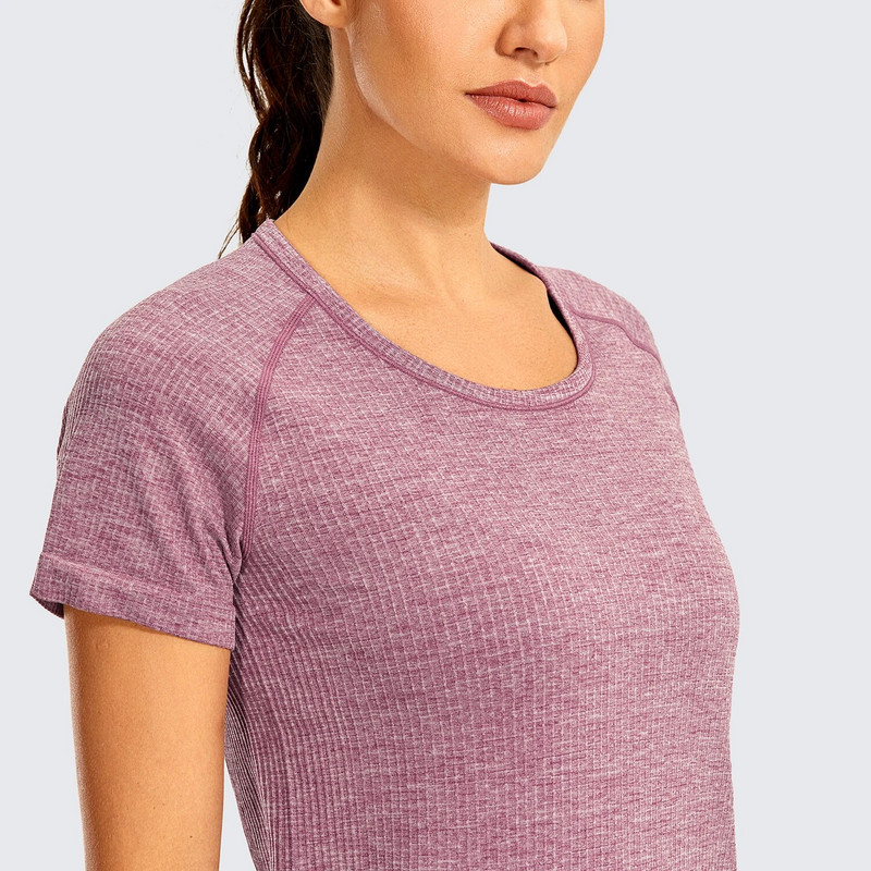 SYROKAN sieviešu bezšuvju treniņu Athletic T-krekli ar piedurknēm, skriešanas topi