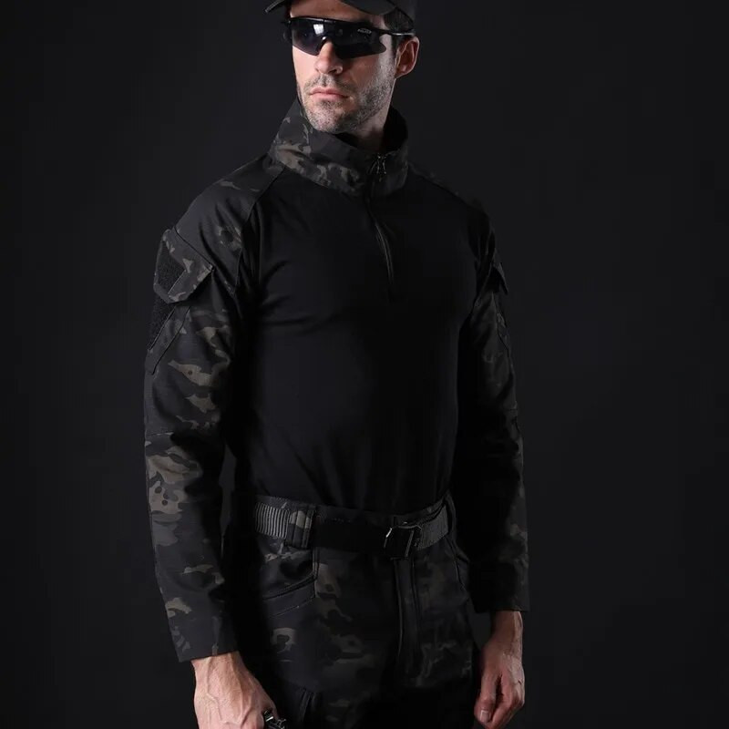 Lauko kamufliažiniai marškinėliai ilgomis rankovėmis Vyriški Moteriški CS lauko kovos treniruotės Drabužiai Kariuomenės sirgalių taktiniai marškiniai Kariškių uniformos viršūnės