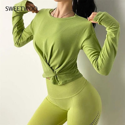 Νέο Yoga Top Γυναικείο μακρυμάνικο γυμναστήριο Crop top αθλητικό μπλουζάκι τζέρσεϊ Slim Fit Fitness Top χειμερινή προπόνηση γιόγκα Γυναικεία πουκάμισα γυμναστικής