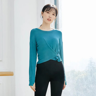 Uus joogatop naiste pikkade varrukatega jõusaalis Crop top Slim Fit särk Fitness Yoga Top Talvise treeningu naiste jõusaalisärgid