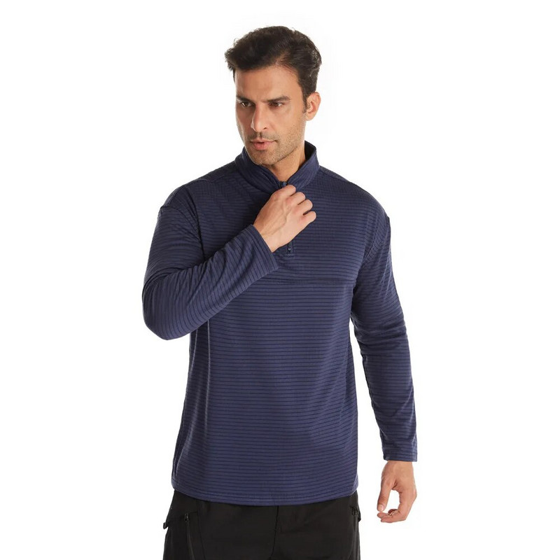 Ruuduline õhukesest fliisist Tactical Treening Aluspesu Meeste Õuerattaspordi Termiline Under Särk Pikkade varrukatega Pullover Triibuline särk