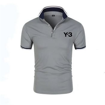 Спортна марка Y3 Дамска мъжка поло тениска Лятна фитнес тренировка Дишаща тениска Фитнес поло ризи с къс ръкав Мъжко облекло