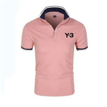 Спортна марка Y3 Дамска мъжка поло тениска Лятна фитнес тренировка Дишаща тениска Фитнес поло ризи с къс ръкав Мъжко облекло