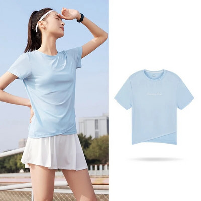 361 kraadi naiste spordi T-särk Ice Feeling Hingav, Mugav ümara kaelusega Slim Fit vabaaja lühike naiste topp 662324113