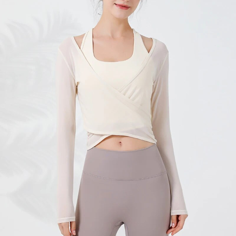 Sean Tsing® Sporty Pilates Cover πουκάμισα Γυναικεία μακρυμάνικα διαφανή αναπνέοντα μπλουζάκια Workout Athletic Exercise Πουλόβερ