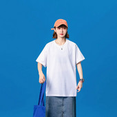 Uus puuvillane ümara kaelusega tühi lühikeste varrukatega T-särk naiste ja meeste suvine avara lühikeste varrukatega allalastud õlg, suur T-versioon