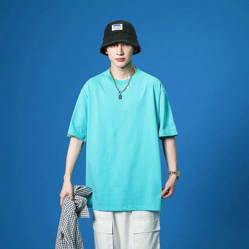 Uus puuvillane ümara kaelusega tühi lühikeste varrukatega T-särk naiste ja meeste suvine avara lühikeste varrukatega allalastud õlg, suur T-versioon