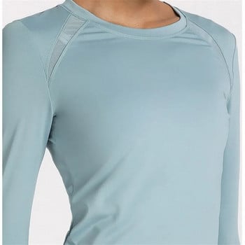Σέξι γυναικείες μανσέτες με τρύπα για τον αντίχειρα Αθλητικά μπλουζάκια μονόχρωμα Υψηλή ελαστική μπλούζα γιόγκα γυμναστικής για τρέξιμο μαλακό αναπνεύσιμο μακρυμάνικο μπλουζάκι