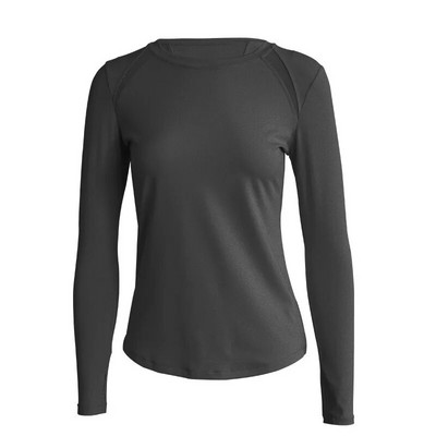 Femei sexy Manșete cu orificiu pentru degetul mare Cămăși sport Culoare uni Top elastic pentru gimnastică Yoga Alergare Moale Respirabil Tricouri cu mânecă lungă Top