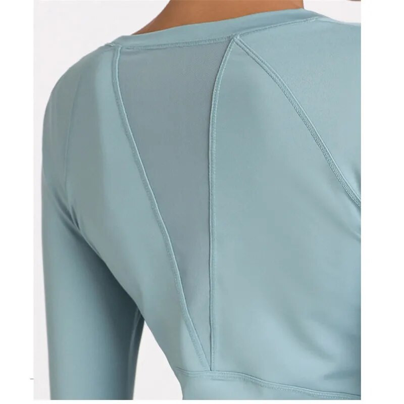 Seksīgas sievietes ar īkšķi ar caurumu aproces Sporta krekli vienkrāsains, elastīgs sporta jogas tops skriešanai, mīksts, elpojošs T-krekli ar garām piedurknēm