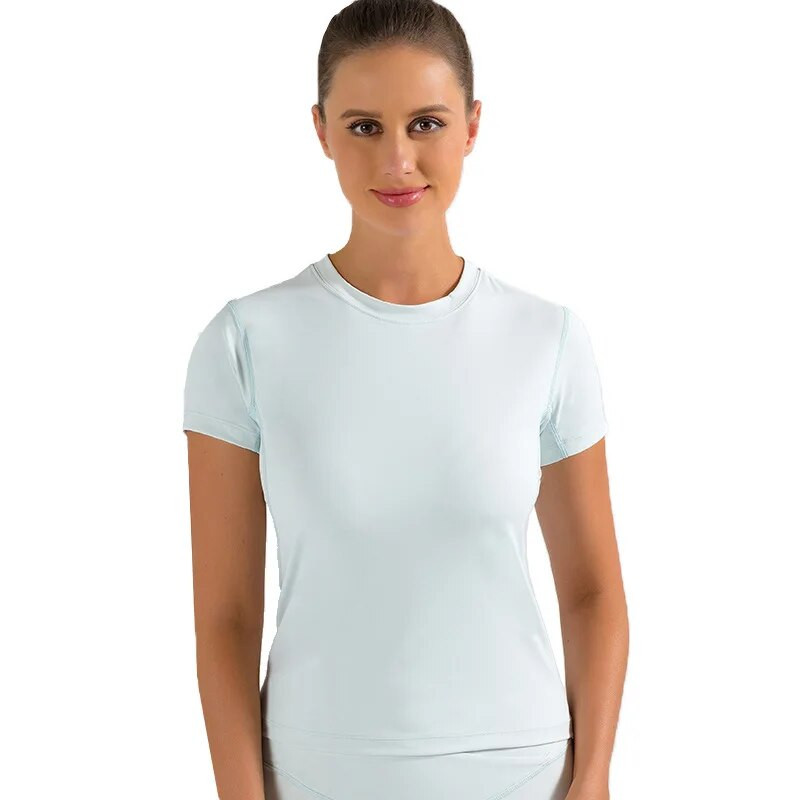 Jauns Jogas sieviešu krekls ar īsām piedurknēm, tievs, elpojošs, ātri žūstošs sporta krekls