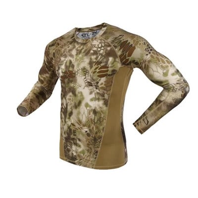 Outdoor Camouflage Elastic Tight Fast Dry Hingav T-särk Topid Meeste Tactical Train Skinny O Kaelusega pikkade varrukatega aluspesu T-särk