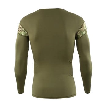 Есенни мъжки камуфлажни тактически бойни тениски Горнища за колоездене на открито Ловна фланелка 3D компресирани дишащи тениски с дълъг ръкав