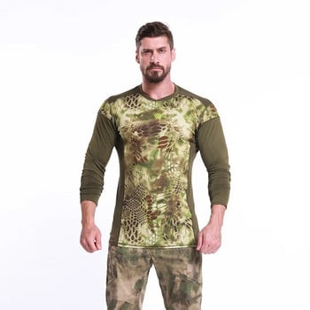 Есенни мъжки камуфлажни тактически бойни тениски Горнища за колоездене на открито Ловна фланелка 3D компресирани дишащи тениски с дълъг ръкав