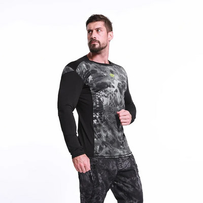 Cămăși de luptă tactice de camuflaj pentru bărbați de toamnă Tricouri de vânătoare în aer liber Tricouri comprimate 3D, respirabile, mânecă lungă