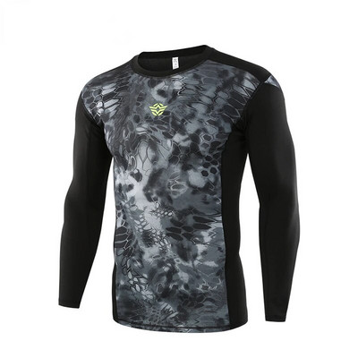 Jesenné mužské maskáčové taktické bojové košele, outdoorové cyklistické topy, poľovnícky dres, 3D kompresné priedušné tričká s dlhým rukávom