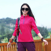 (M-4XL) Naiste matkasärk Kerge püstine krae, kiirelt kuivav päikesekaitse, avara kehaehitusega reisimatkade pikkade varrukatega särk