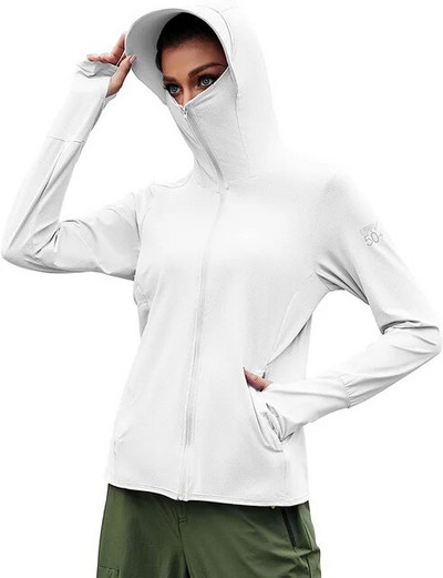Γυναικείο ποδηλατικό μπουφάν SPF 50+ Αντιηλιακή προστασία Μακρυμάνικο Πεζοπορία για τρέξιμο σε εξωτερικό χώρο πουκάμισο με φερμουάρ και τσέπες
